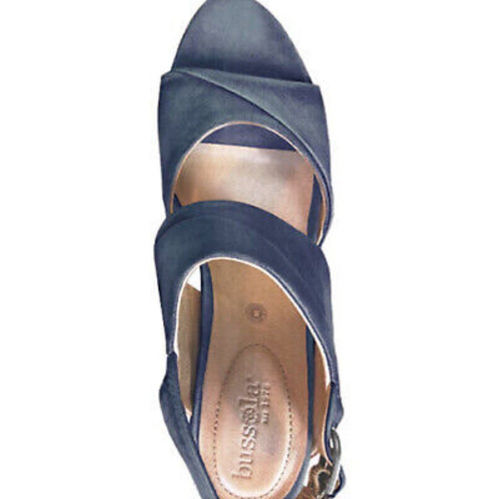 NEW Bussola Women Mari Indigo Slingback Pleat Twist Slide Fade Dress Block Heel - Picture 3 of 4